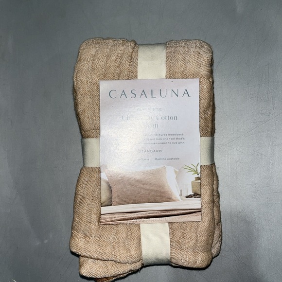 Casaluna Chambray Cotton Sham Reversible Standard Tan - Picture 1 of 2